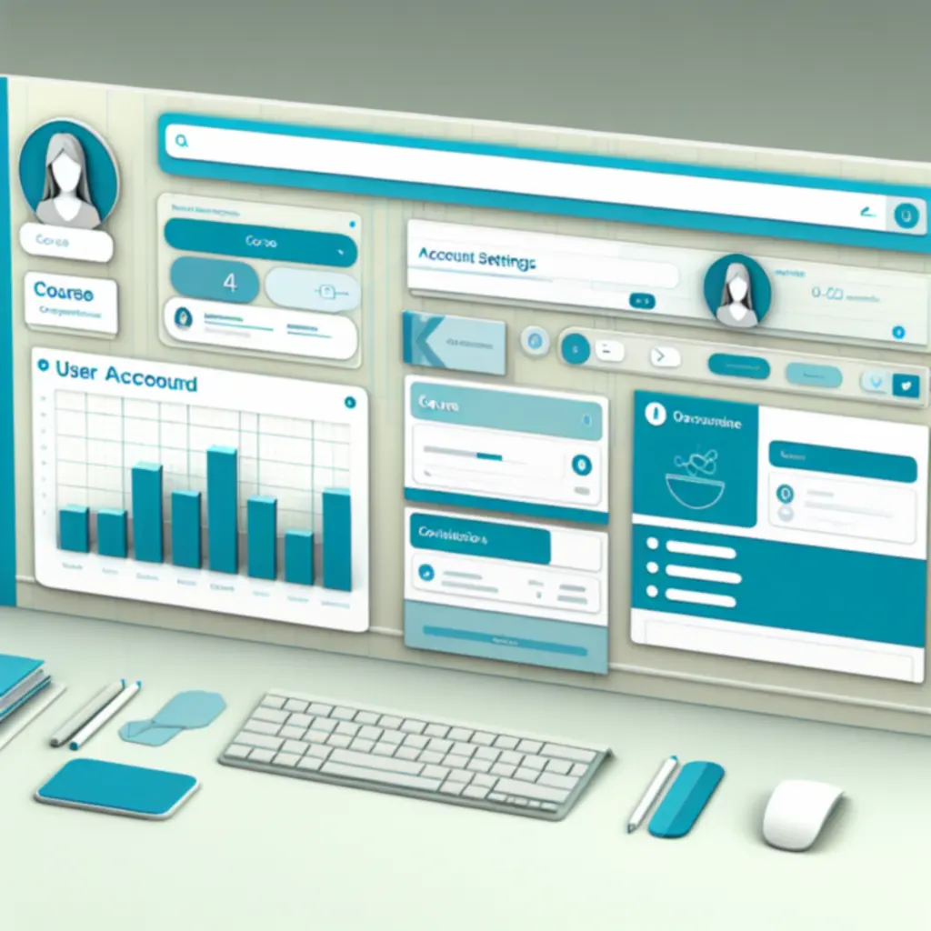 Podgląd pulpitu użytkownika z postępem kursów i ustawieniami konta